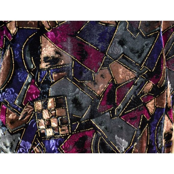 Vintage 80's Tres Paquette Velvet Blazer Jacket Mixed Print Size M Unique Retro - Picture 7 of 10